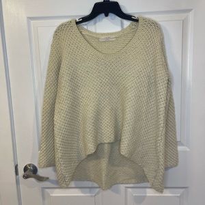 Zara Knit Cream Cropped Front Sweater Size Large
